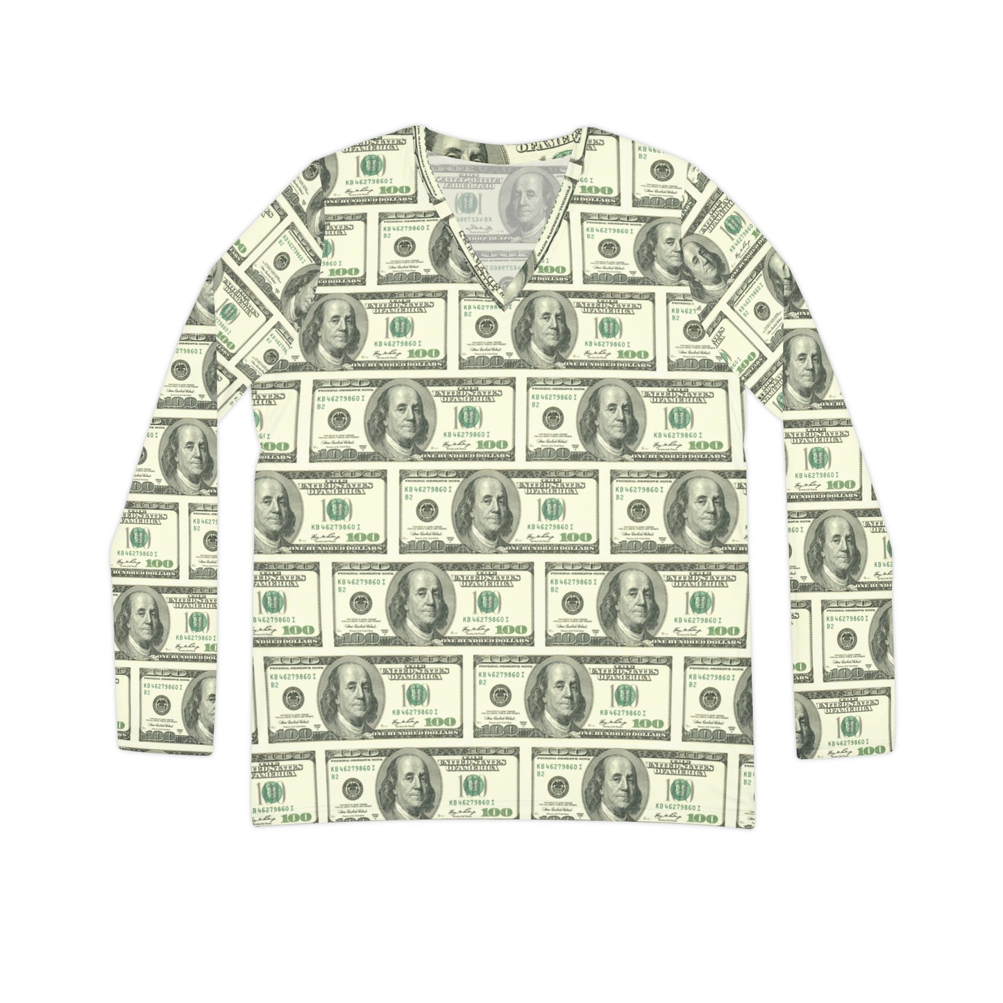 Cash Print V-neck Top