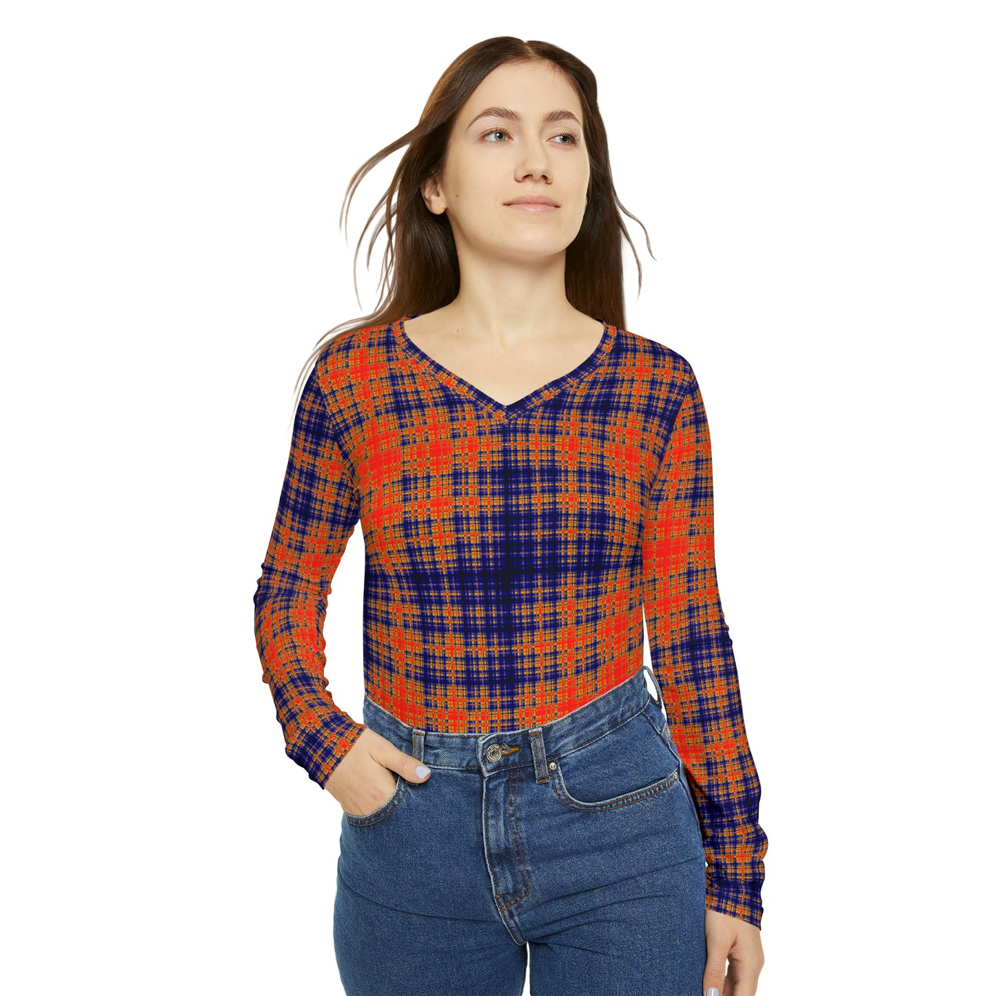 Tartan V-neck Top