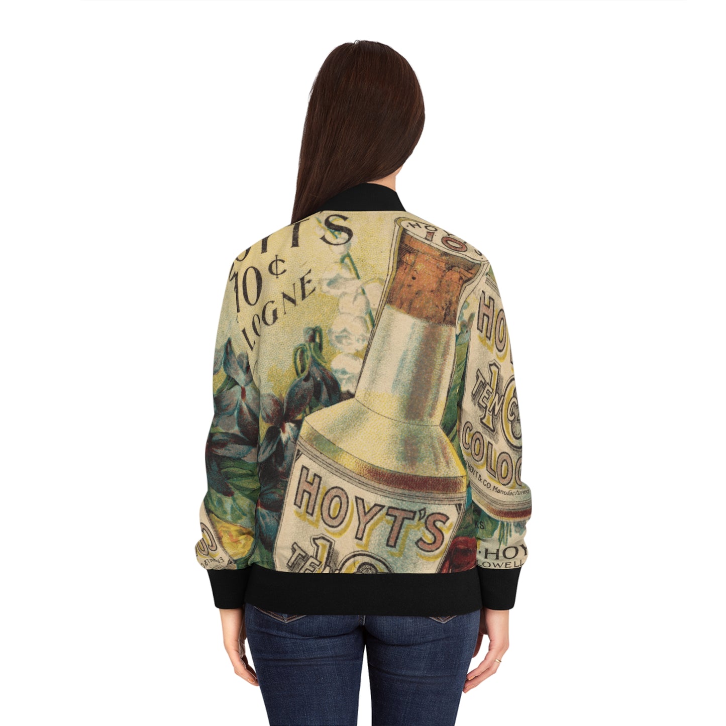 Vintage Ad Print Bomber Jacket