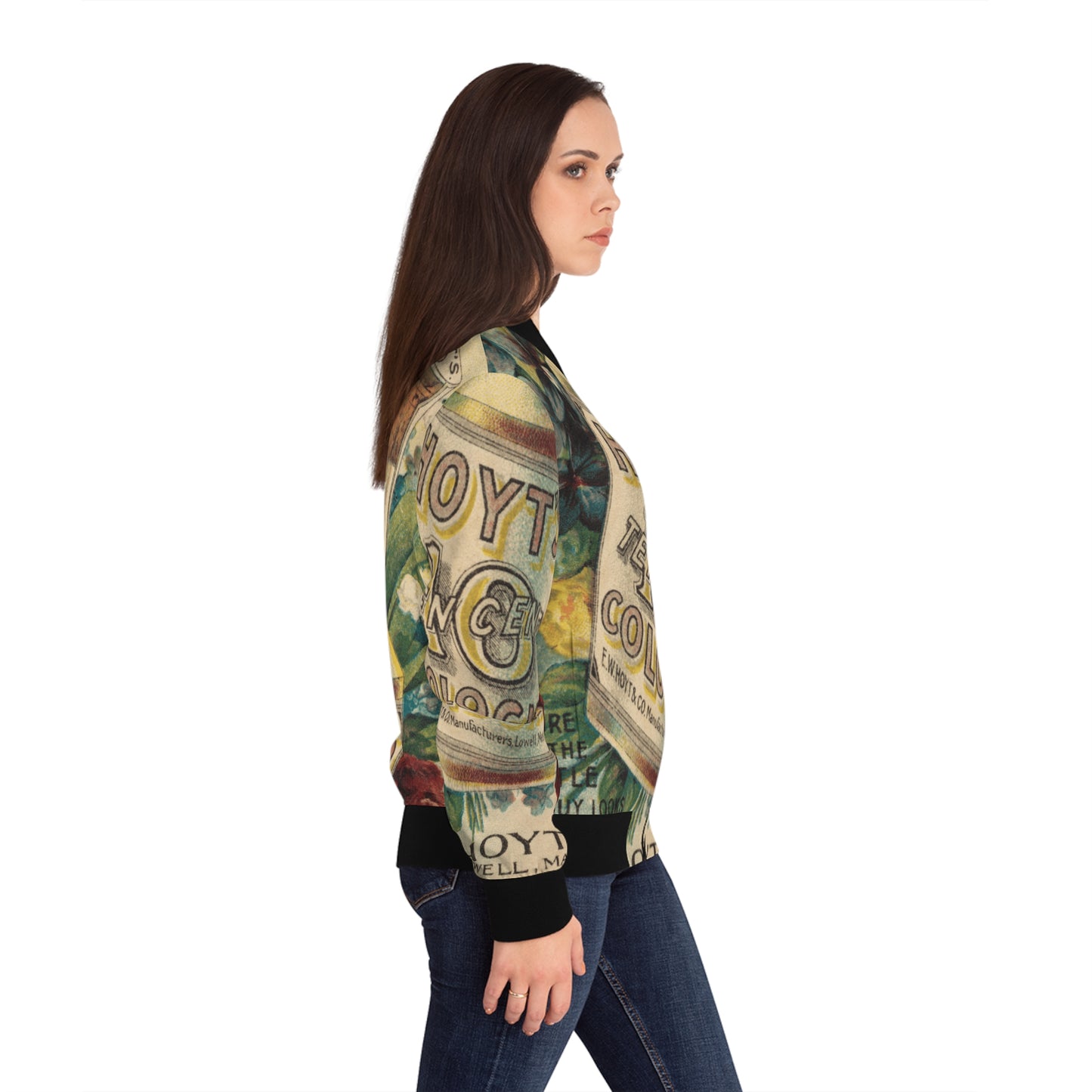 Vintage Ad Print Bomber Jacket
