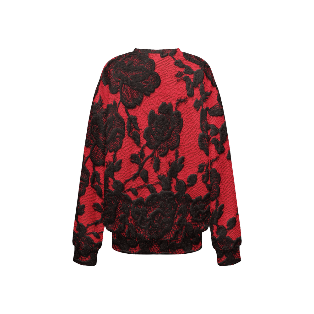 Black Lace Print Sweatshirt