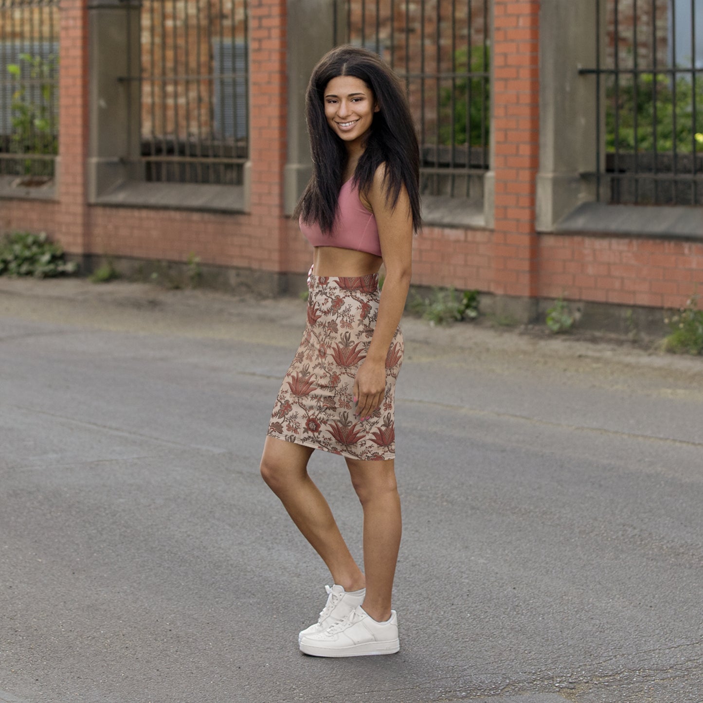 Floral Print Pencil Skirt