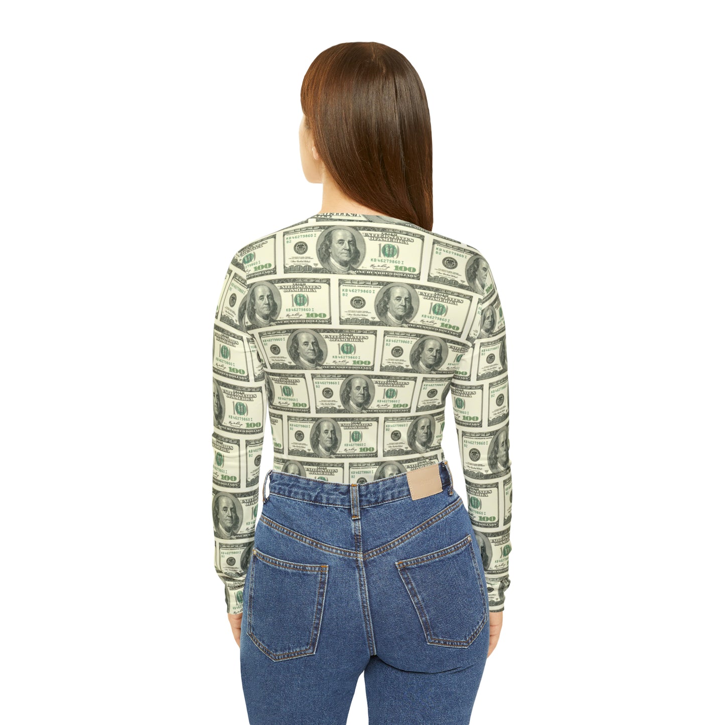 Cash Print V-neck Top