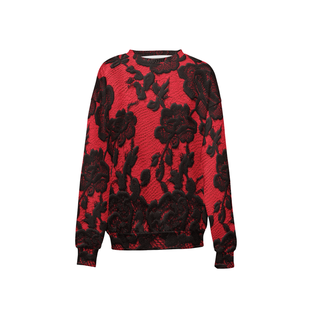 Black Lace Print Sweatshirt