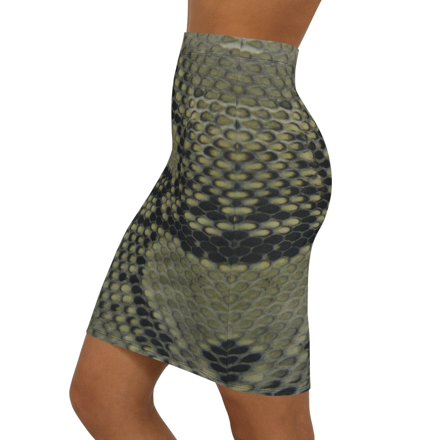 Snake Print Mid-Waist Pencil Skirt