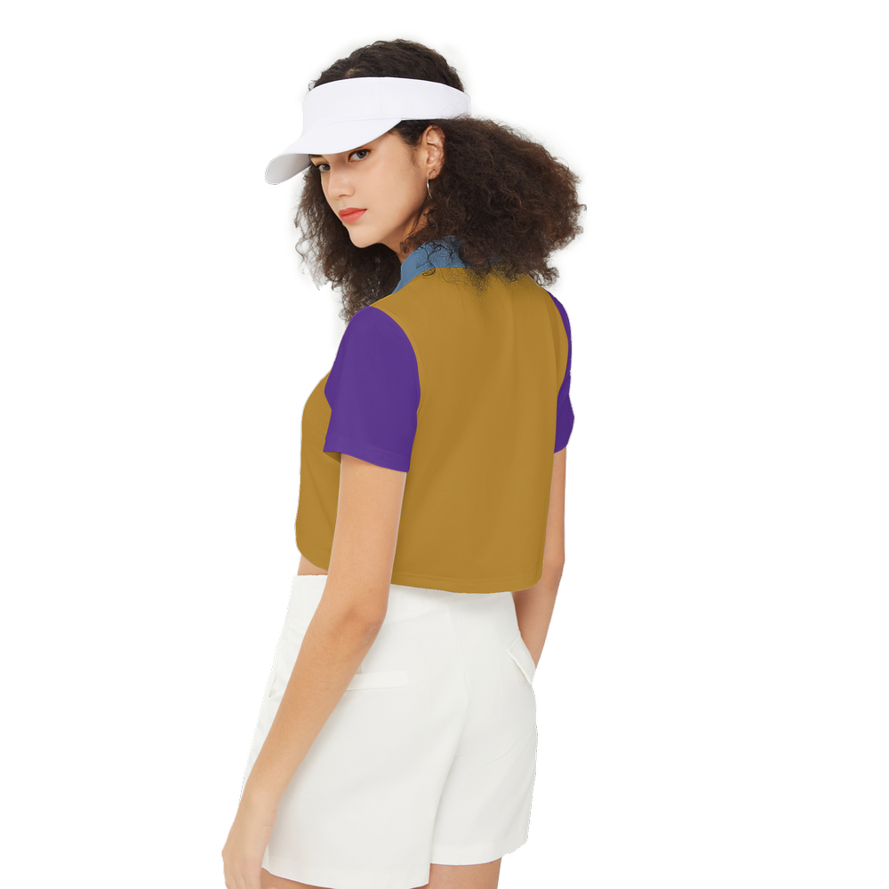 Mustard Yellow, Dusty Pastel Blue & Hot Purple Crop Polo Shirt (Heavyweight)