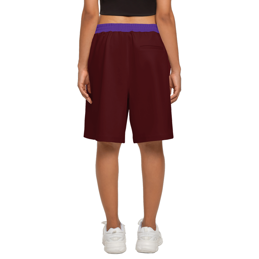 Dark Maroon & Purple Casual Unisex Shorts