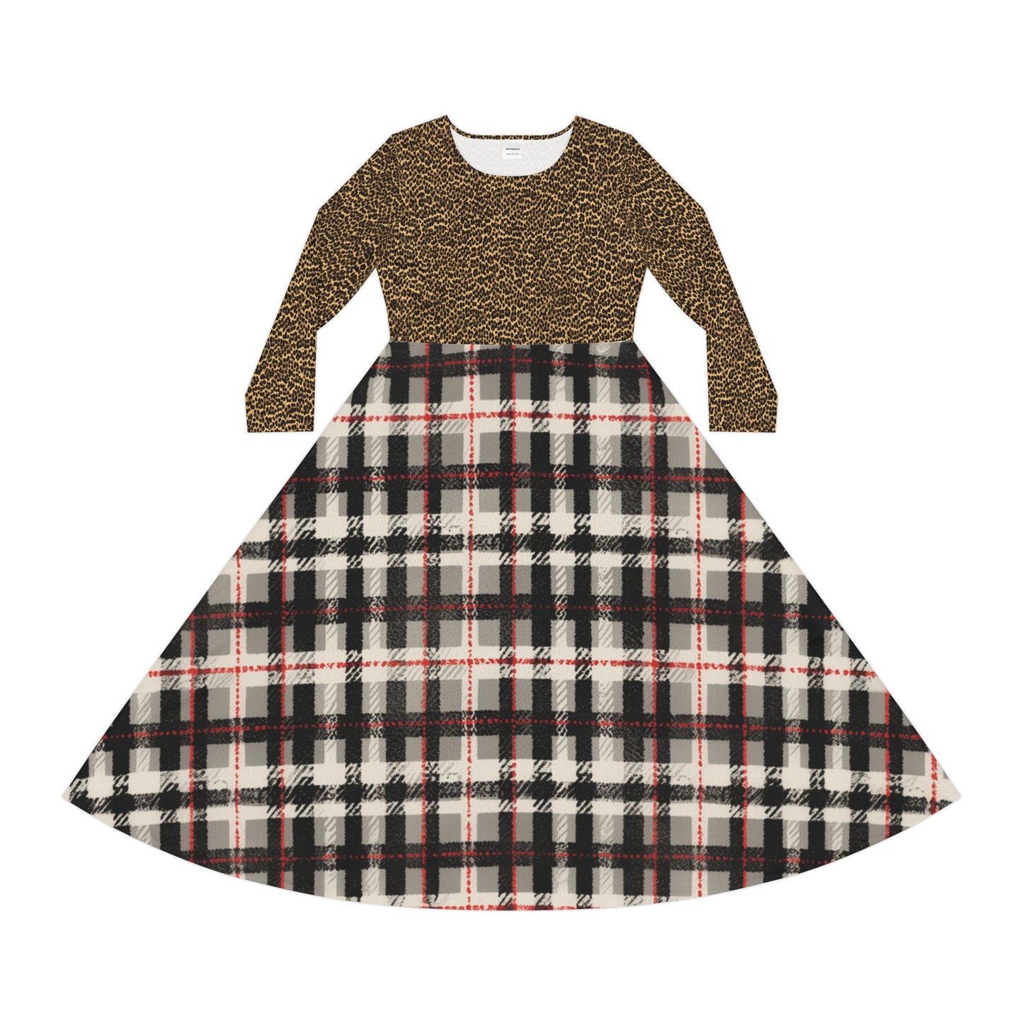 Leopard and Plaid Print Dress