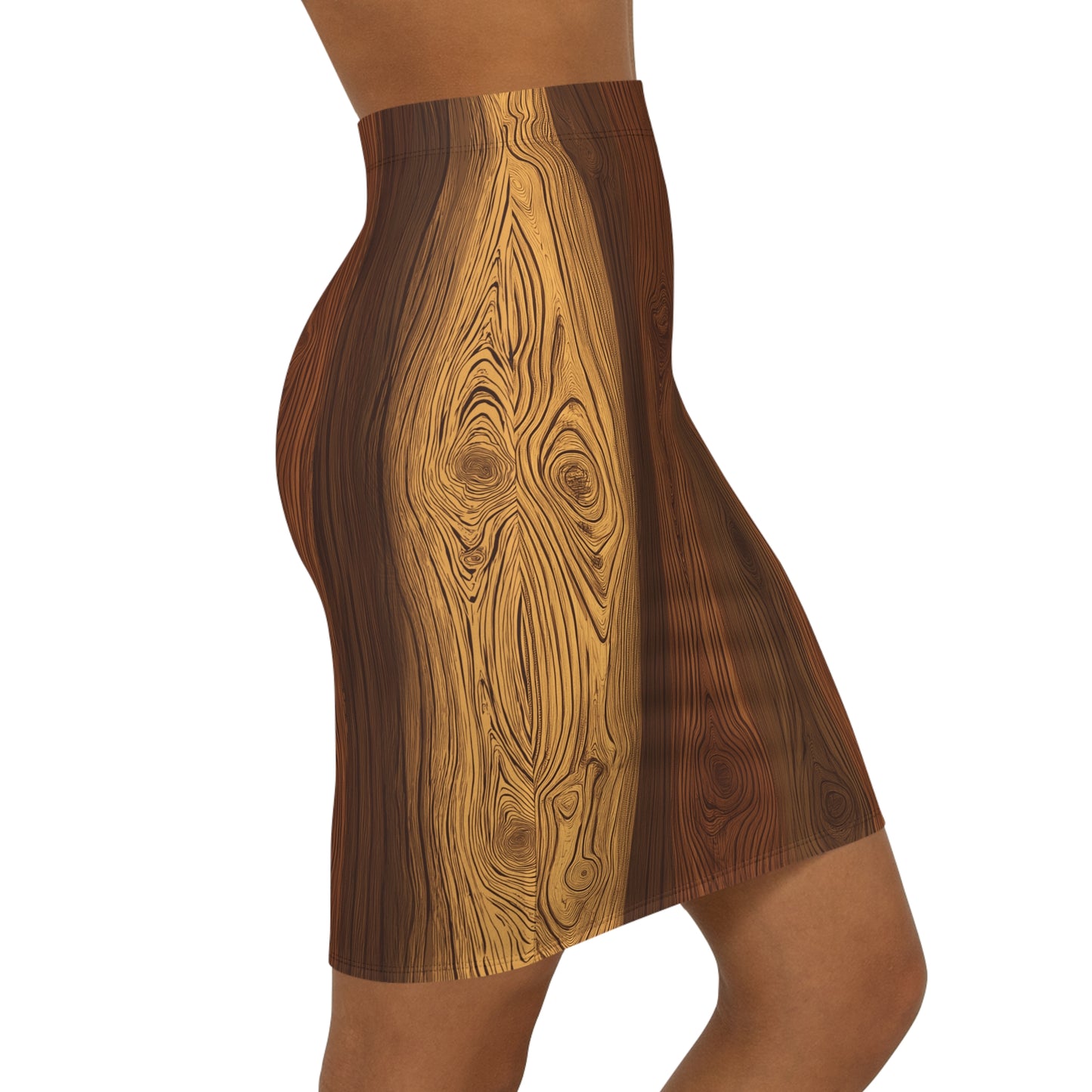 Wood Grain Print Pencil Skirt
