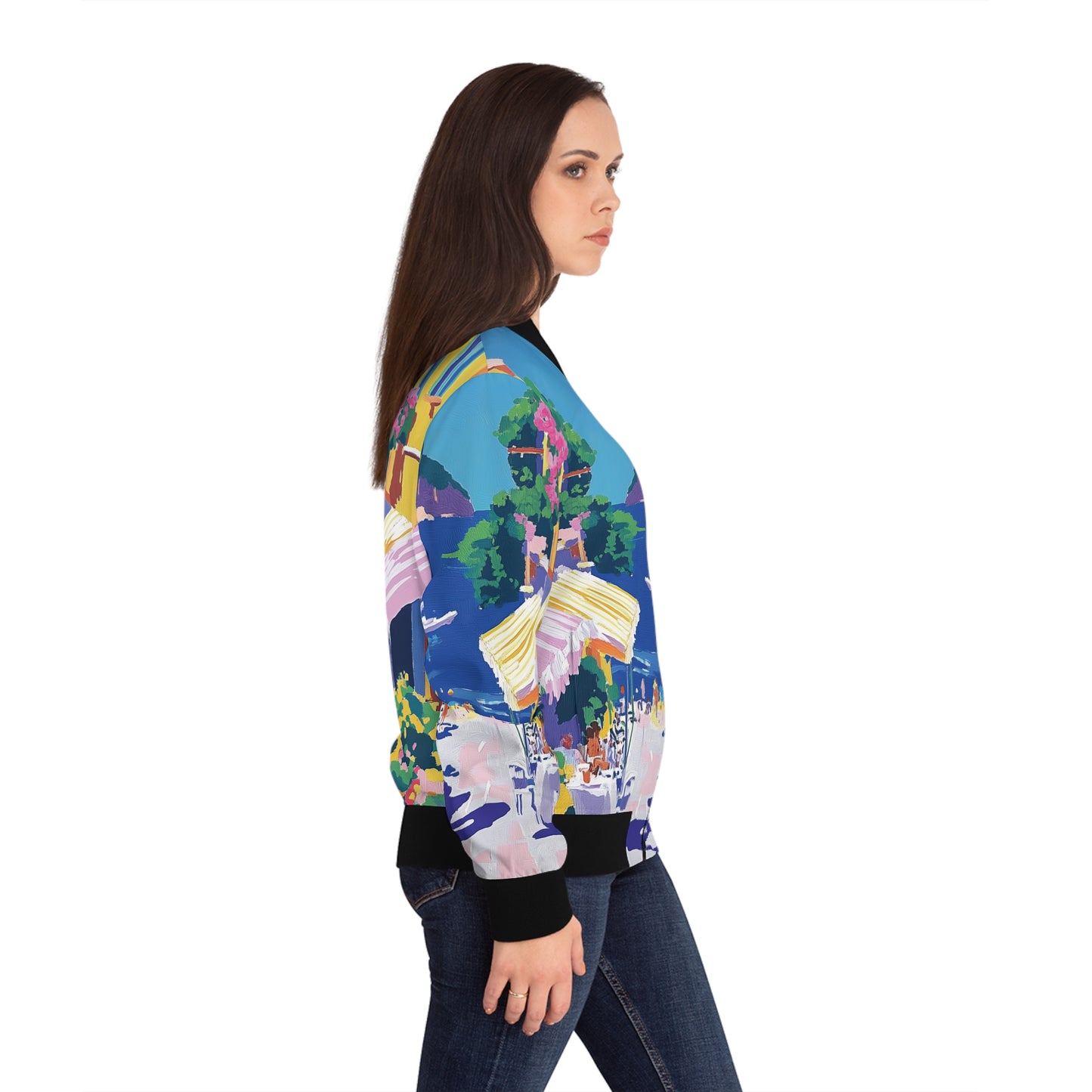 Italian Seaside Painting Bomber Jacket