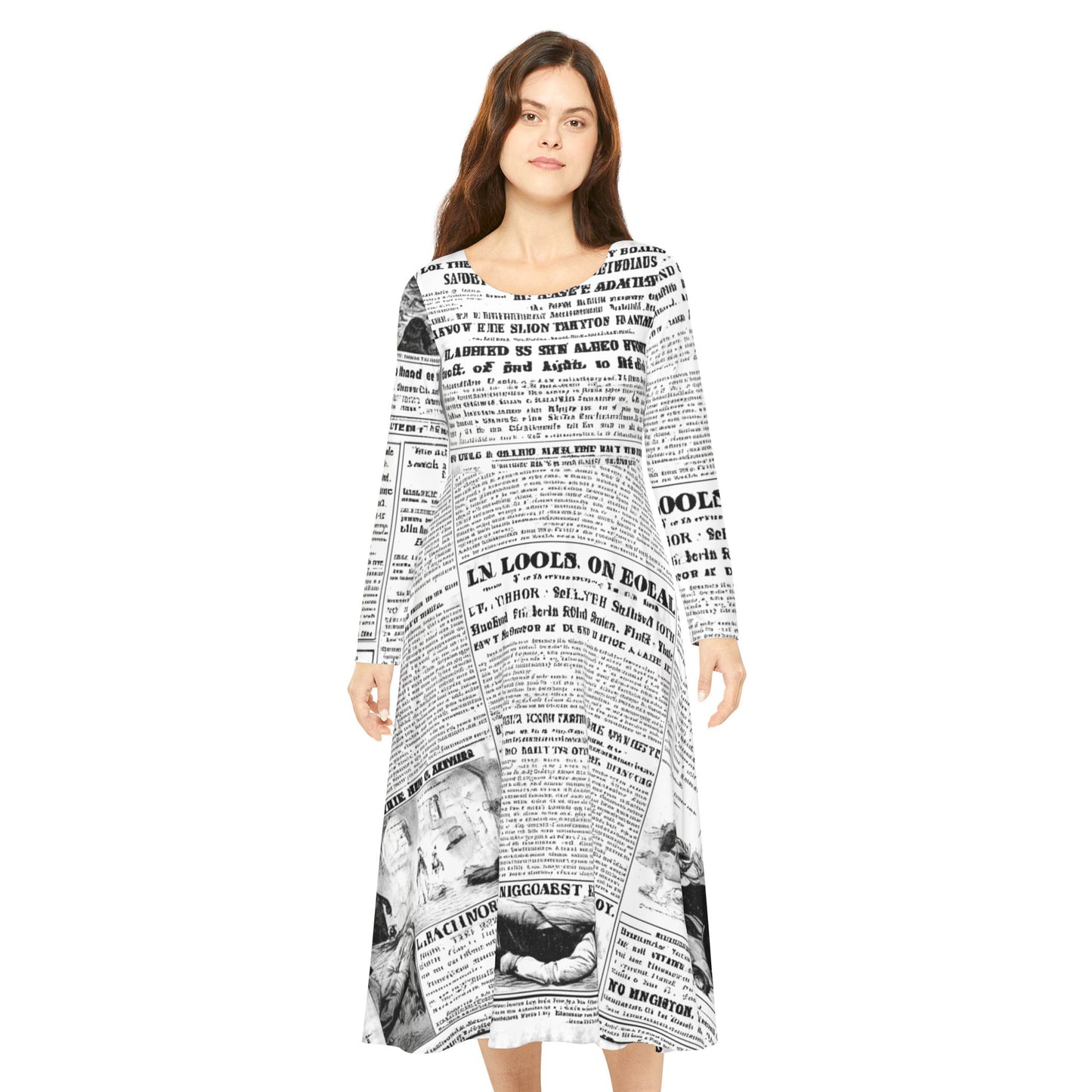 Vintage Newspaper Print Dress