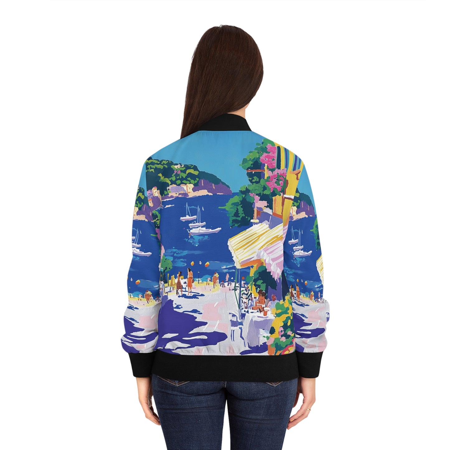 Italian Seaside Painting Bomber Jacket
