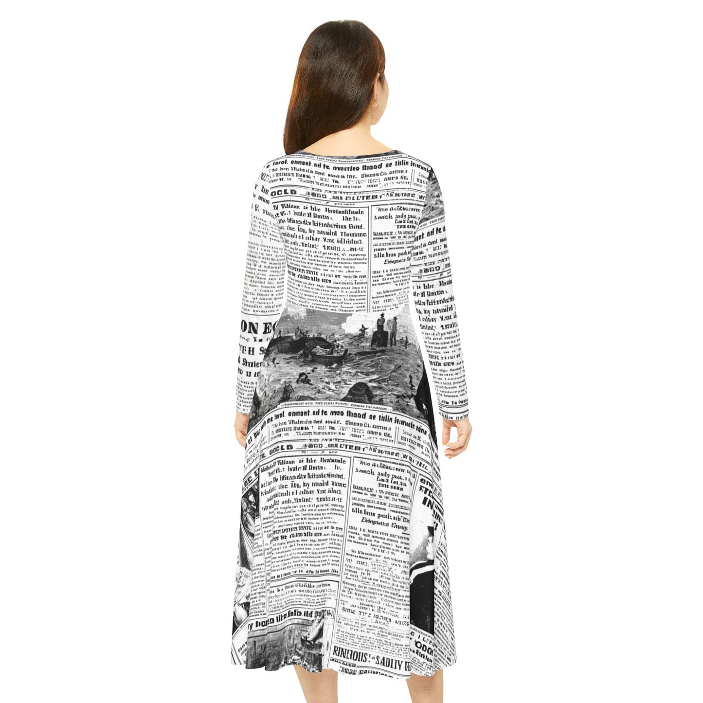 Vintage Newspaper Print Dress