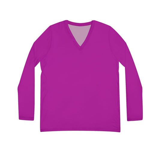 Hot Purple V-Neck Long-Sleeve Top