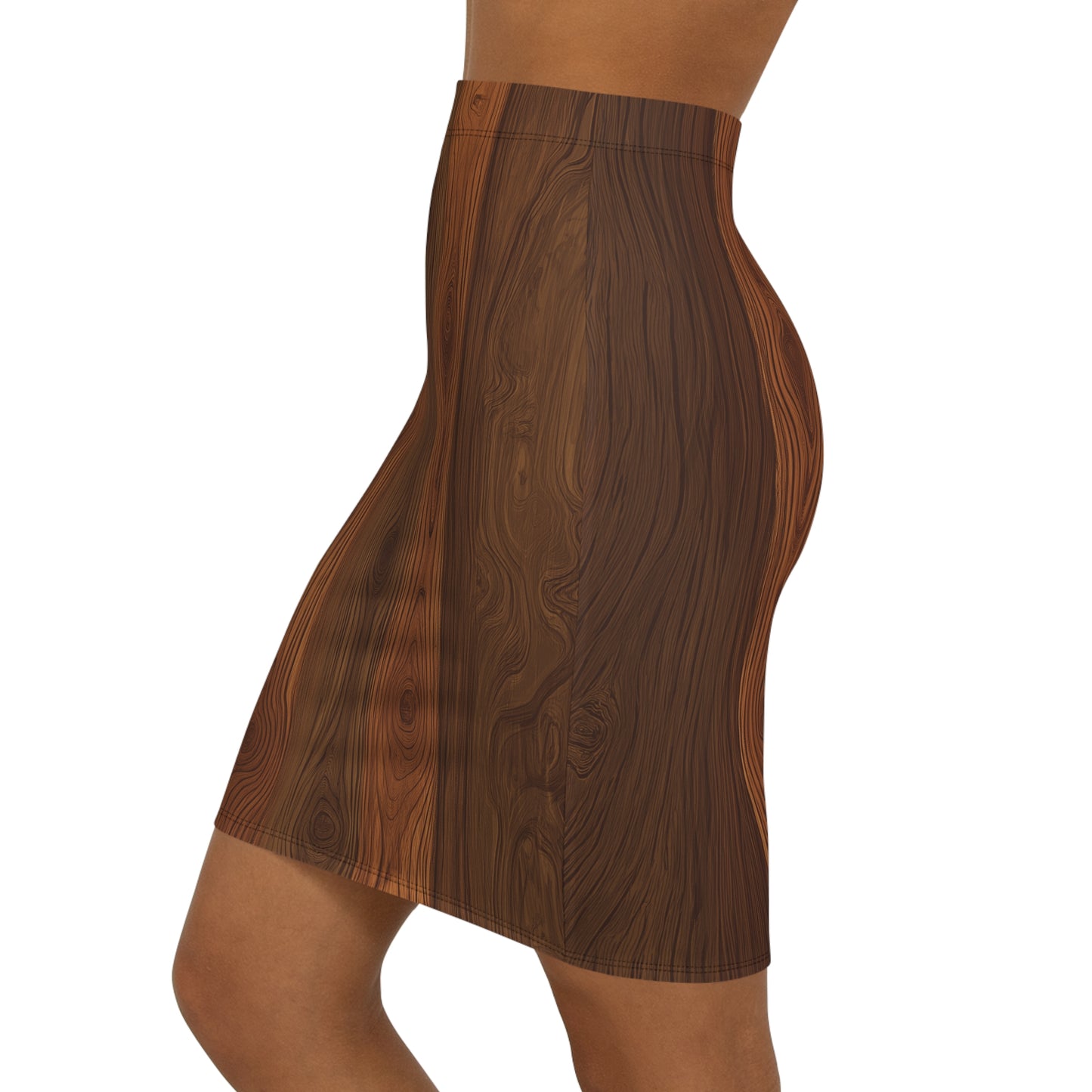 Wood Grain Print Pencil Skirt