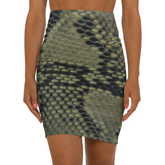 Snake Print Mid-Waist Pencil Skirt