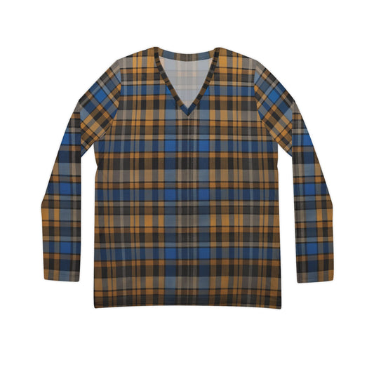 Plaid Print V-Neck Top