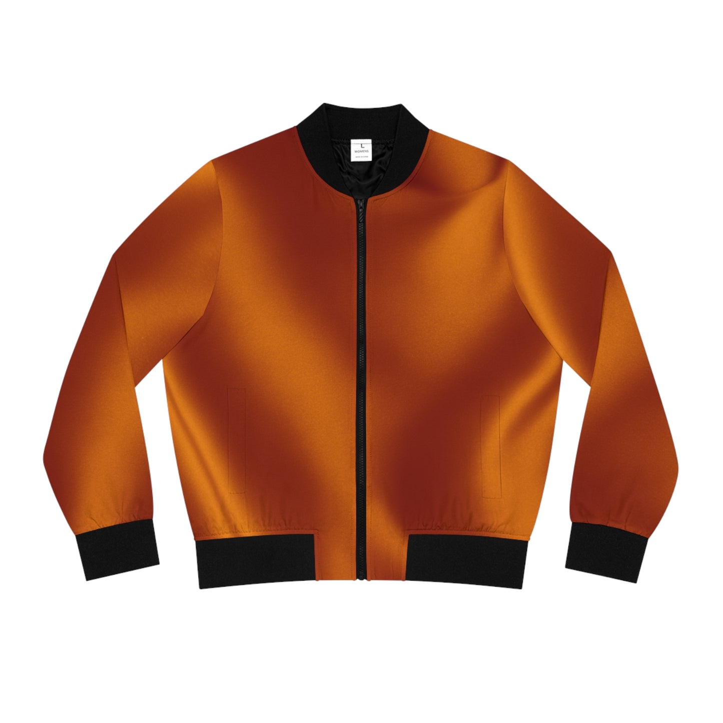 Burnt Orange Silk Print Bomber Jacket