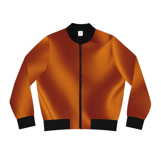 Burnt Orange Silk Print Bomber Jacket