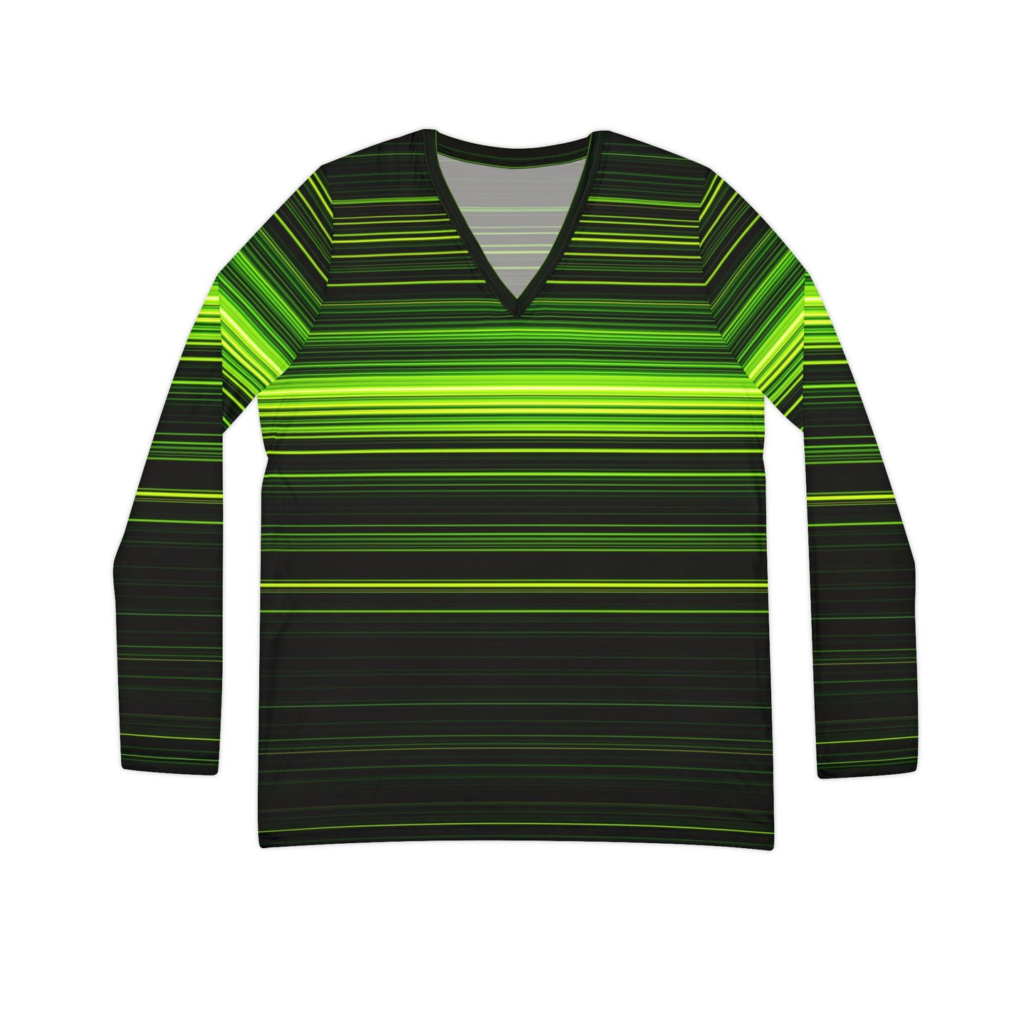 Neon Green Stripe Print V-Neck Top
