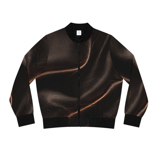 Leather Print Bomber Jacket with Glossy Finish