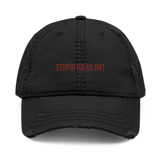 'Stupid Ideas Hat' Embroidered Distressed Vintage Dad Cap