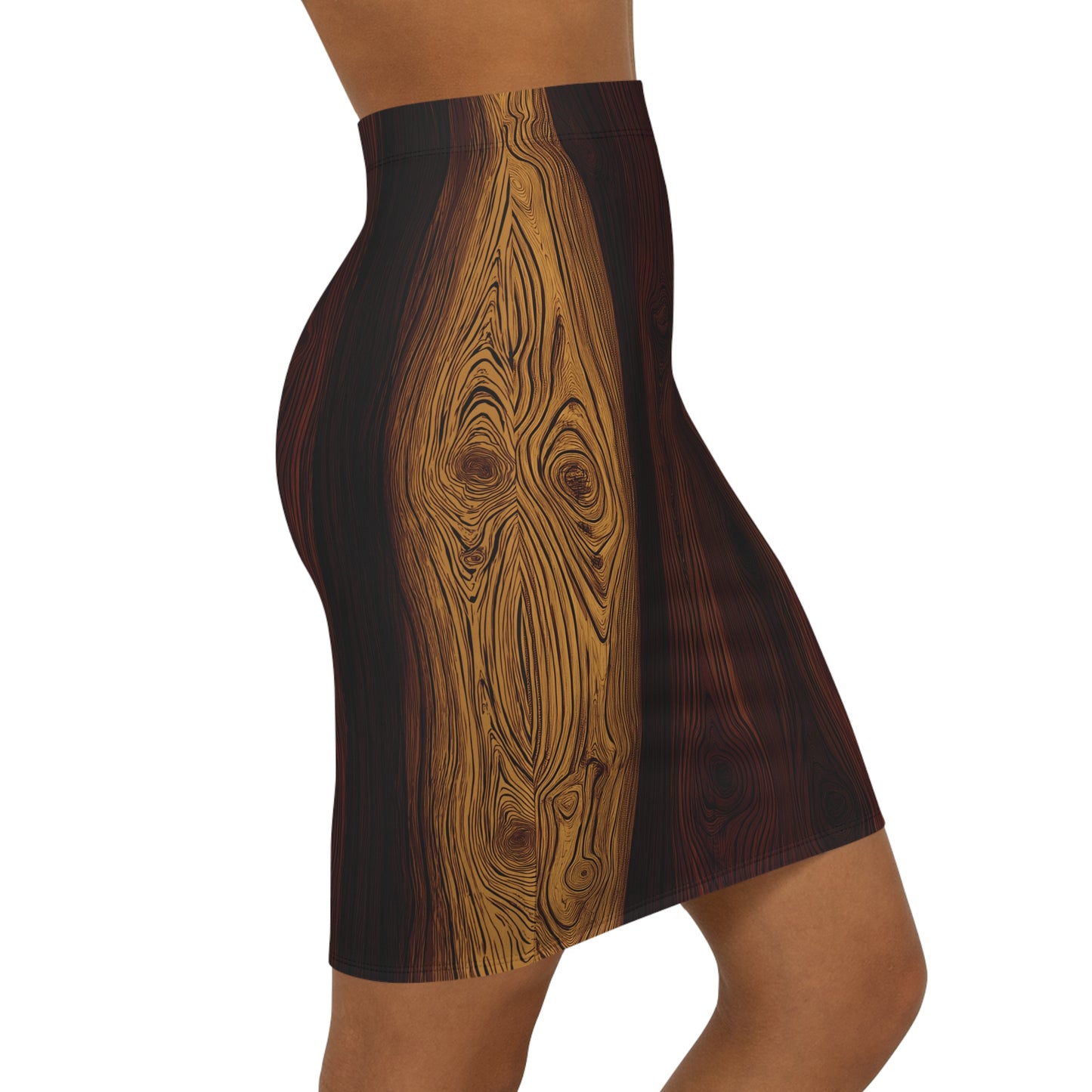 Wood Grain Print Pencil Skirt