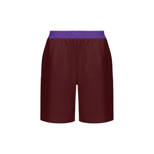 Dark Maroon & Purple Casual Unisex Shorts