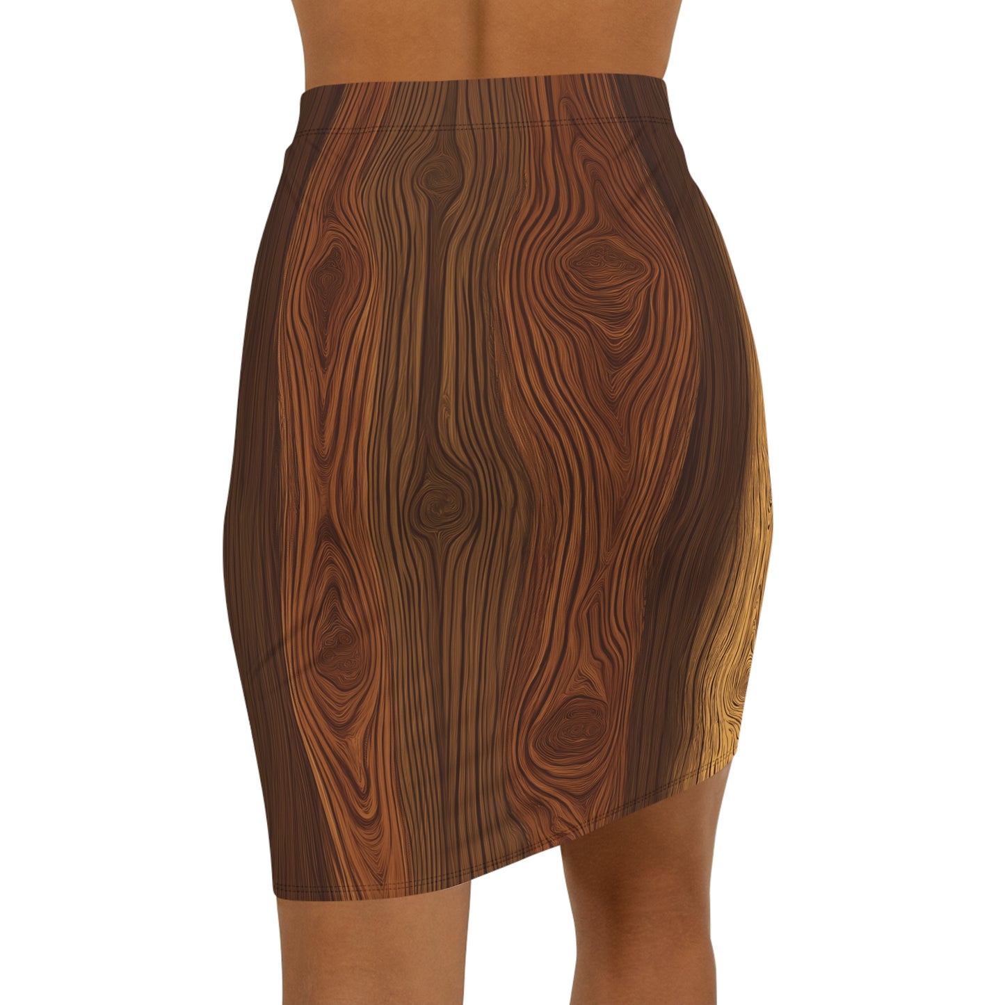 Wood Grain Print Pencil Skirt