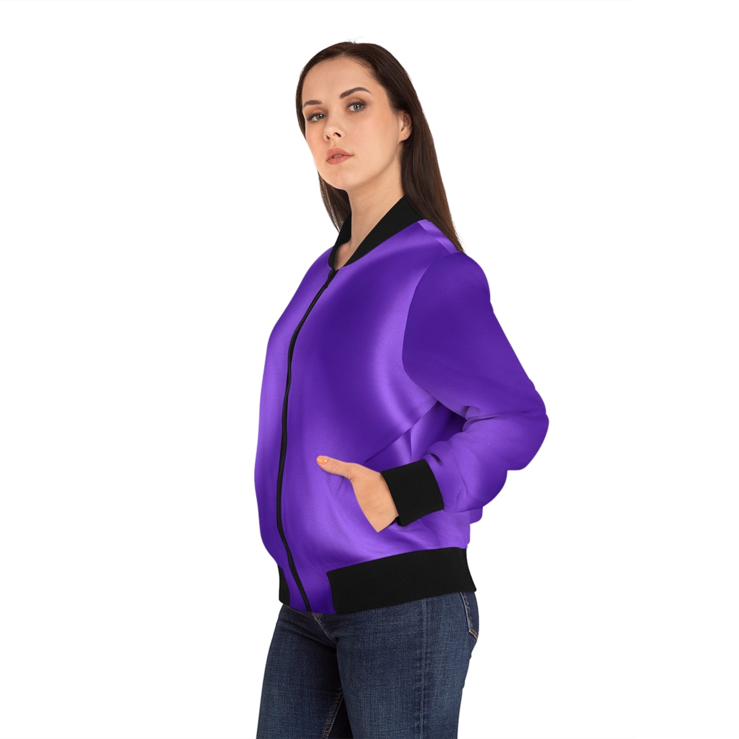 Lilac Silk Print Bomber Jacket
