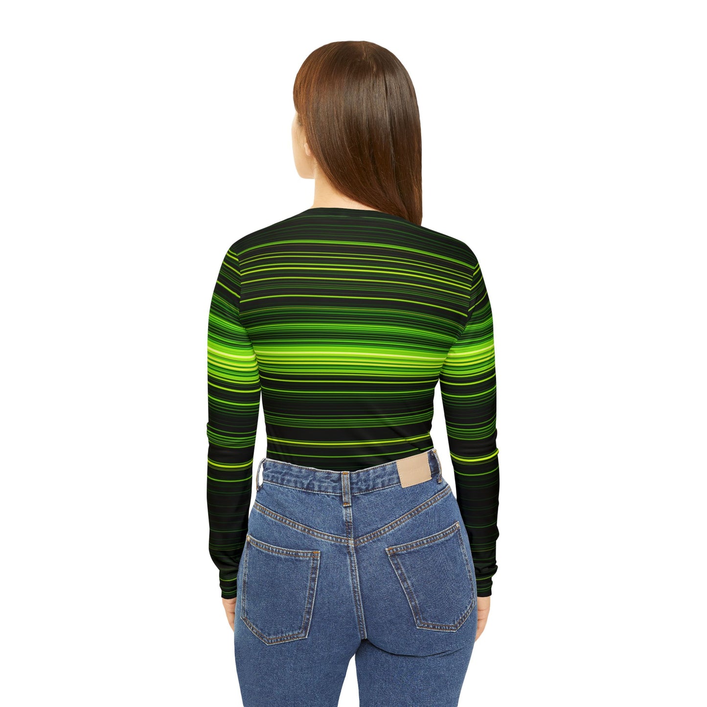 Neon Green Stripe Print V-Neck Top
