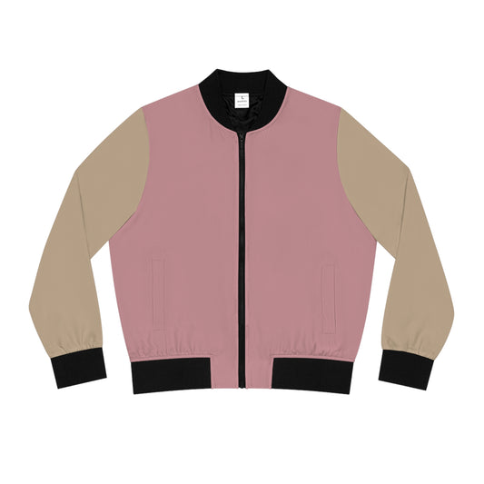 Women's Pink & Beige Colourblock Bomber Jacket