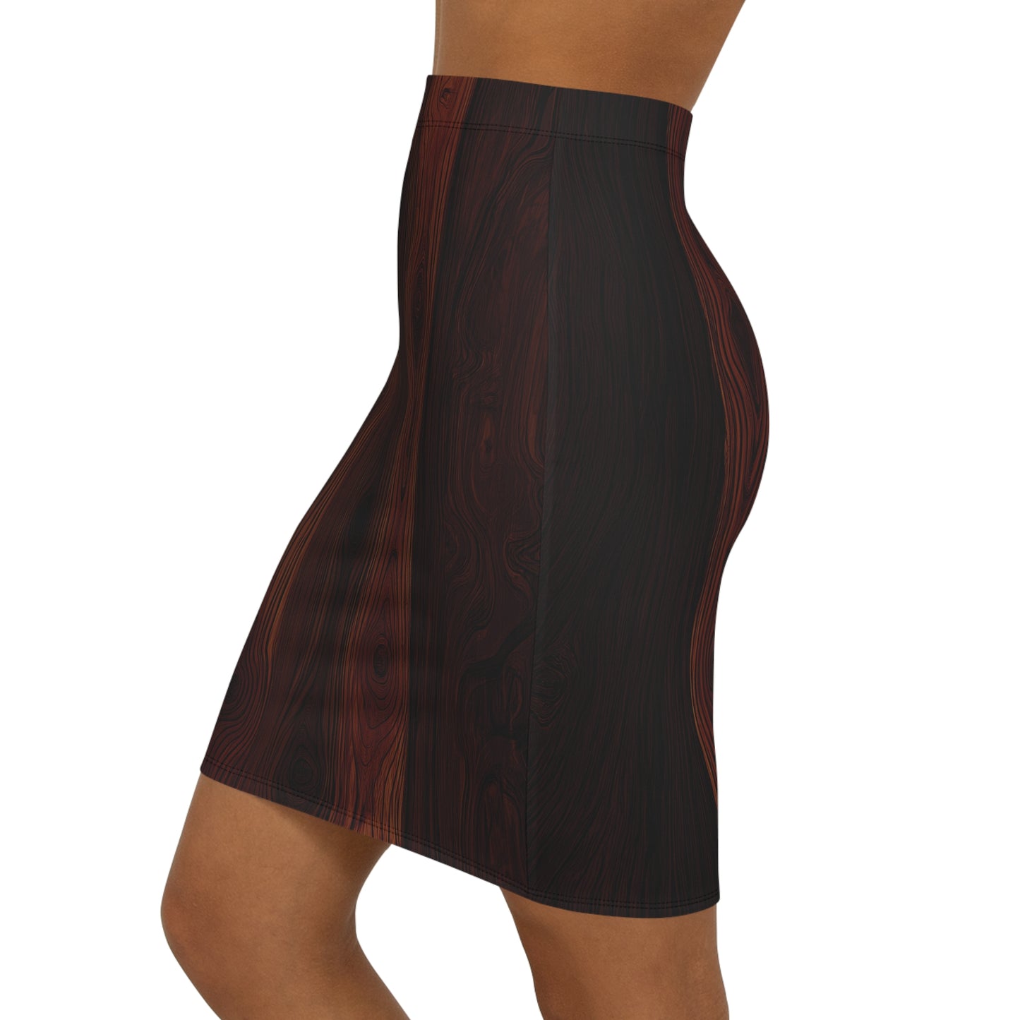 Wood Grain Print Pencil Skirt