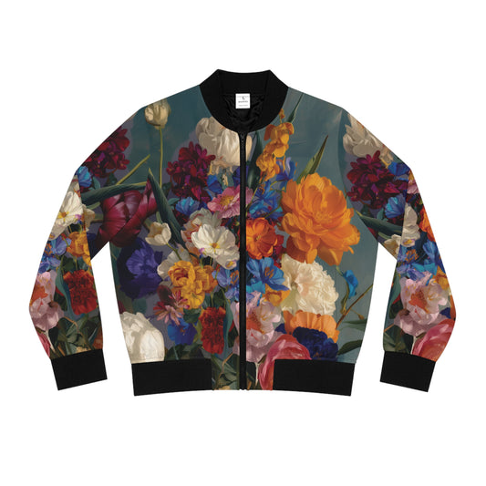 Floral Vintage Bouquet Print Bomber Jacket