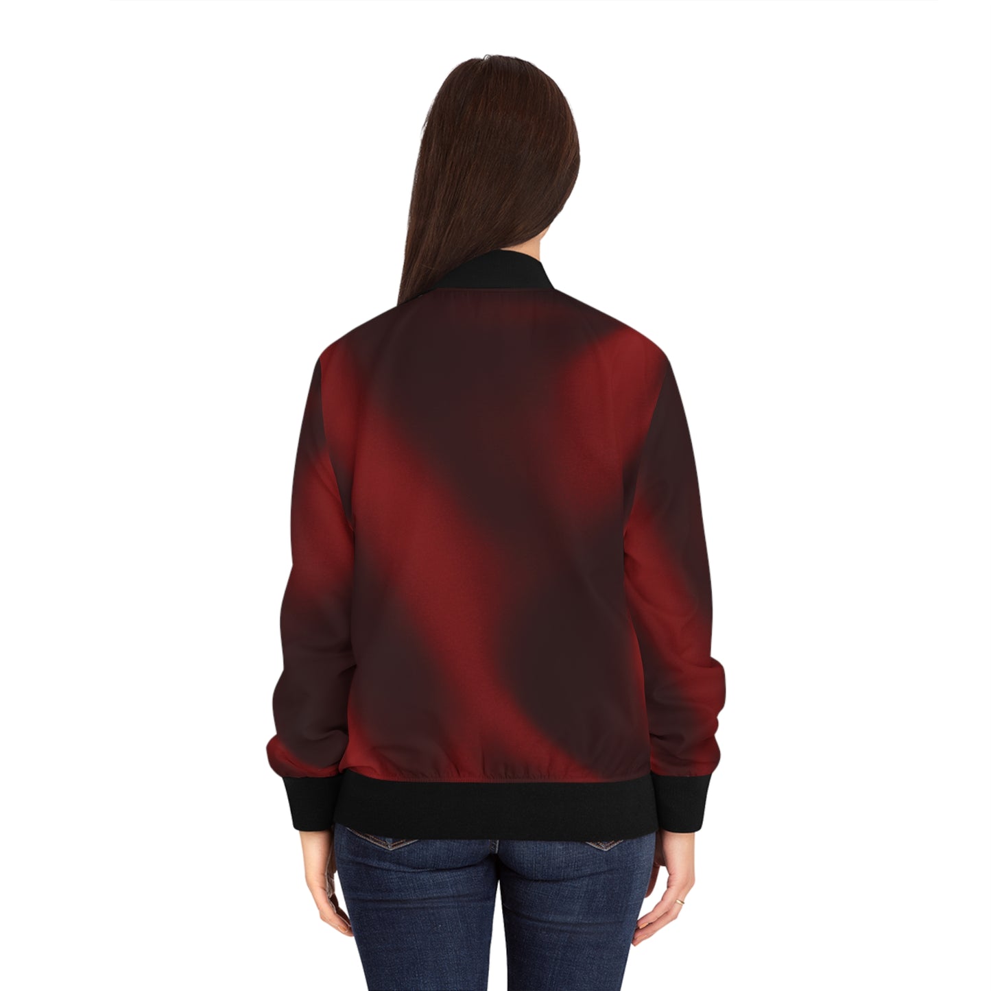 Blood Red Silk Print Bomber Jacket