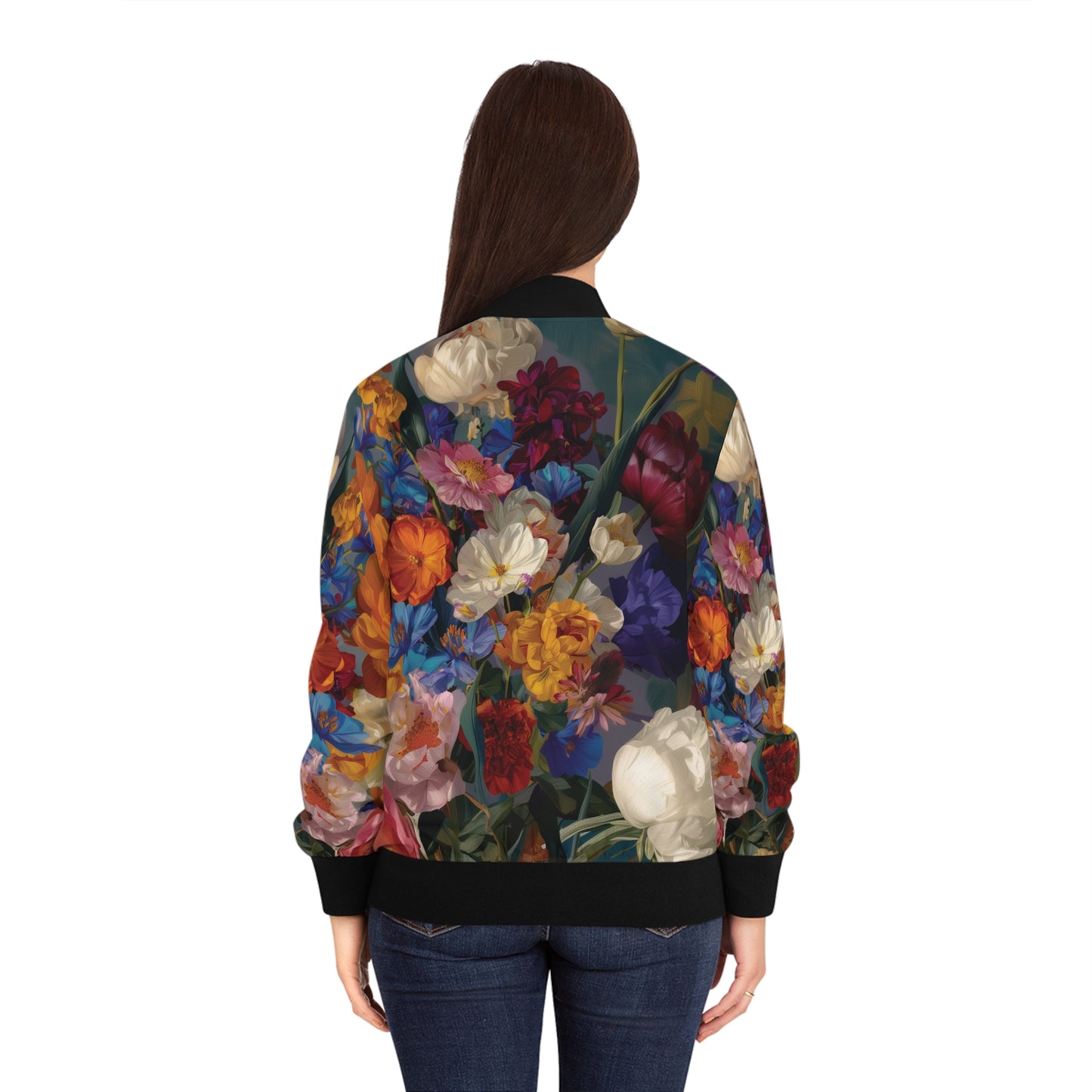 Floral Vintage Bouquet Print Bomber Jacket