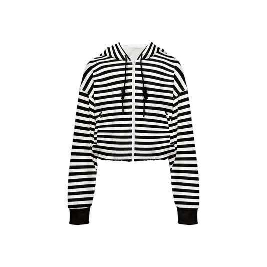 Striped Cropped Hoodie - Black Cuffs (Super Heavy)