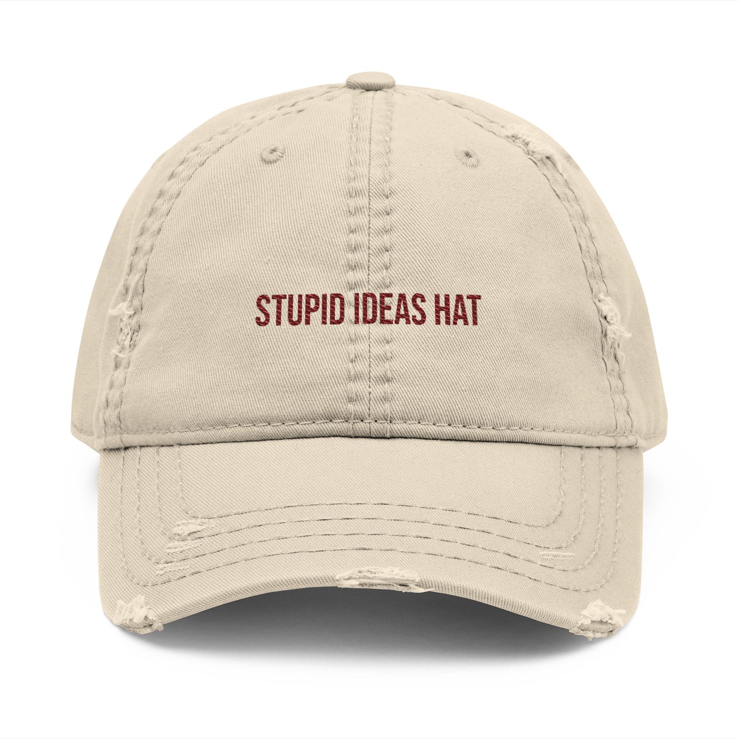 'Stupid Ideas Hat' Embroidered Distressed Vintage Dad Cap