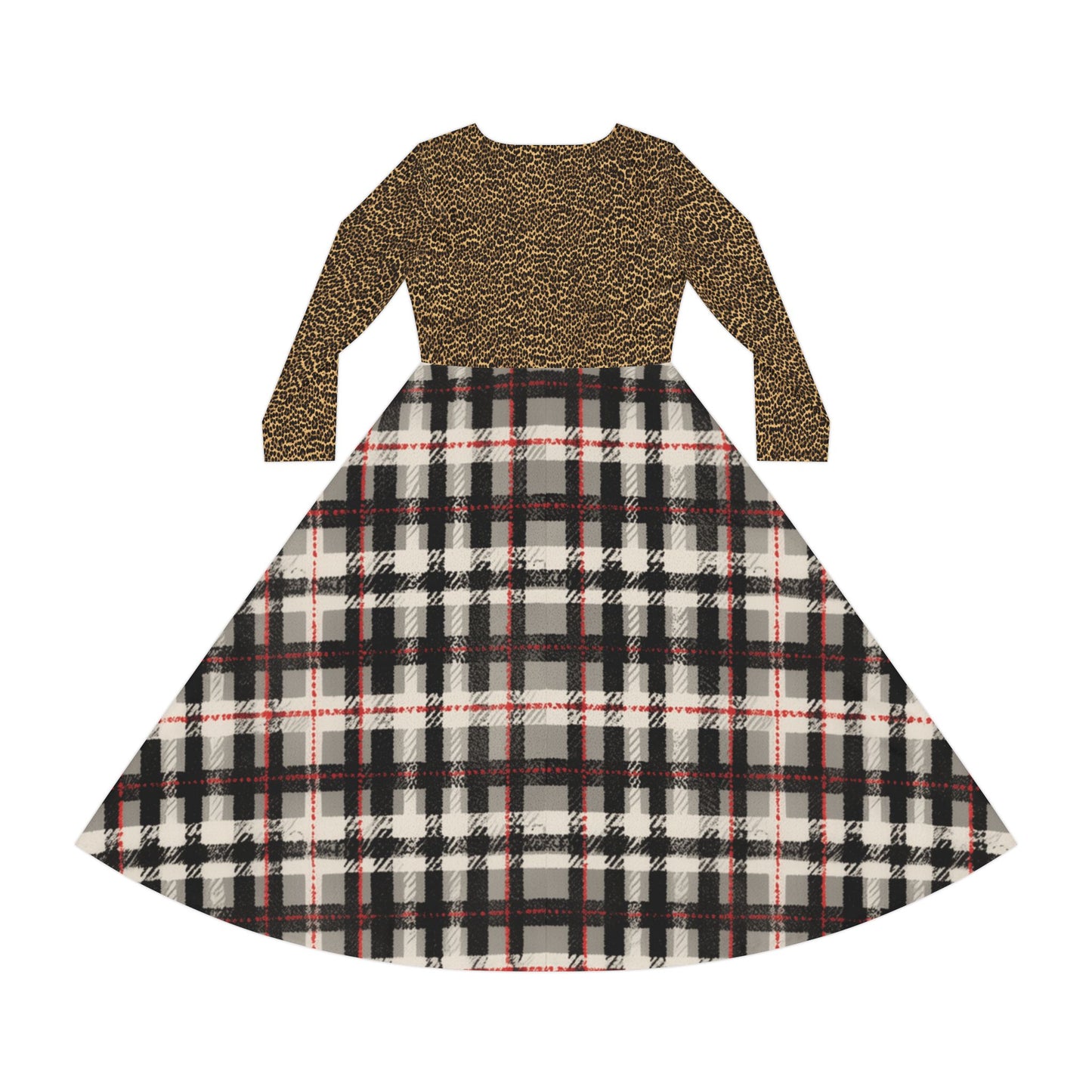 Leopard and Plaid Print Dress