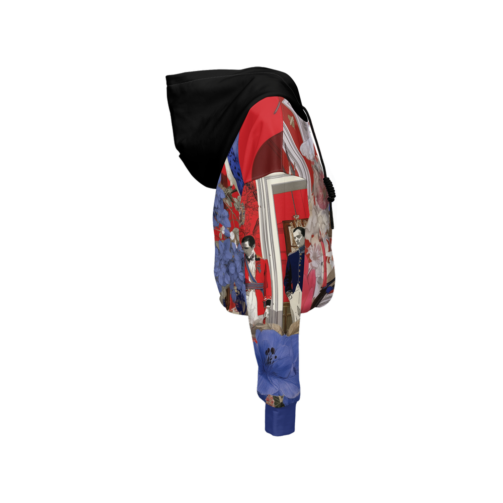 Collage Print Cropped Hoodie (Super Heavy)