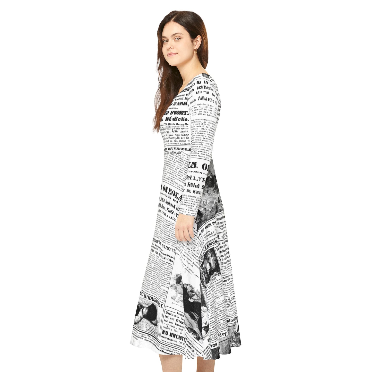 Vintage Newspaper Print Dress