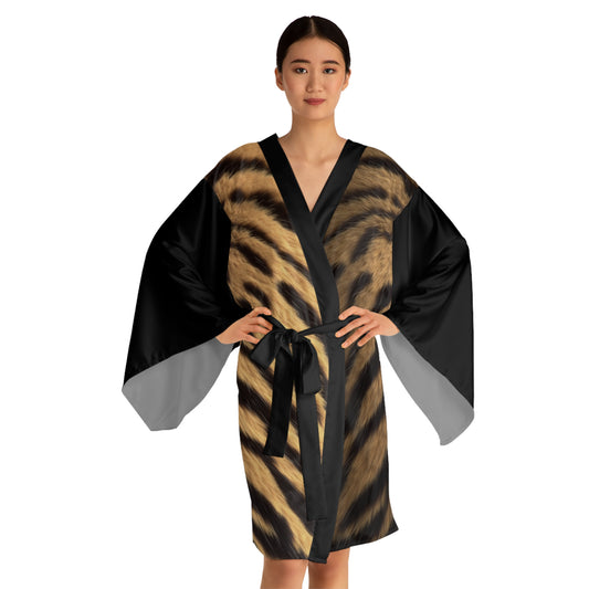 Tiger Print Kimono Robe